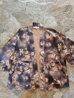 Floral Open-Front Jacket